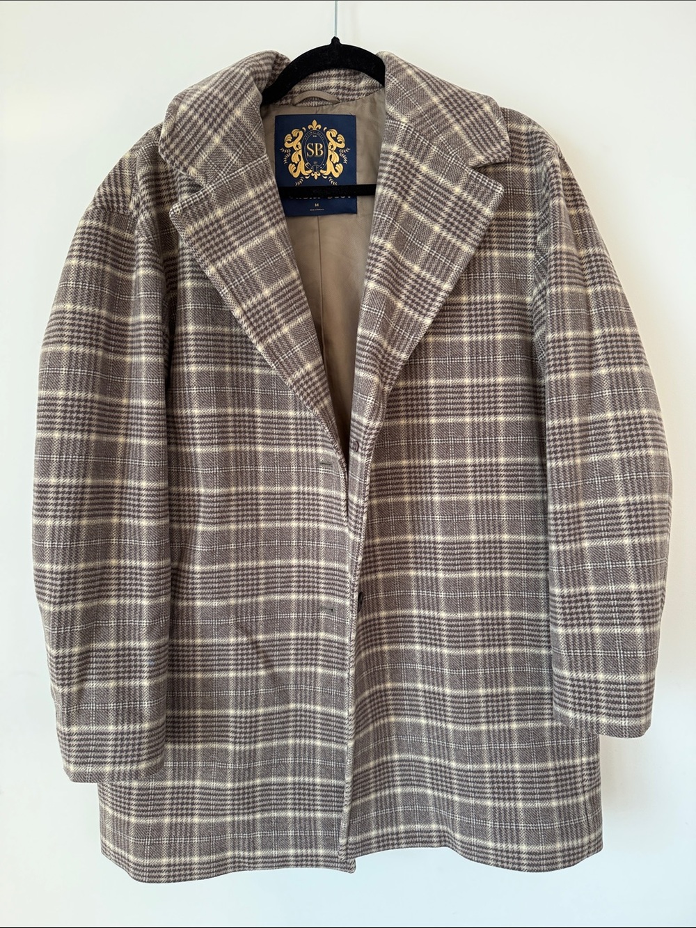 Sunday Best Taupe Plaid Pea Coat